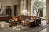 Andria power Reclining Sectional in distressed Italian aniline leather