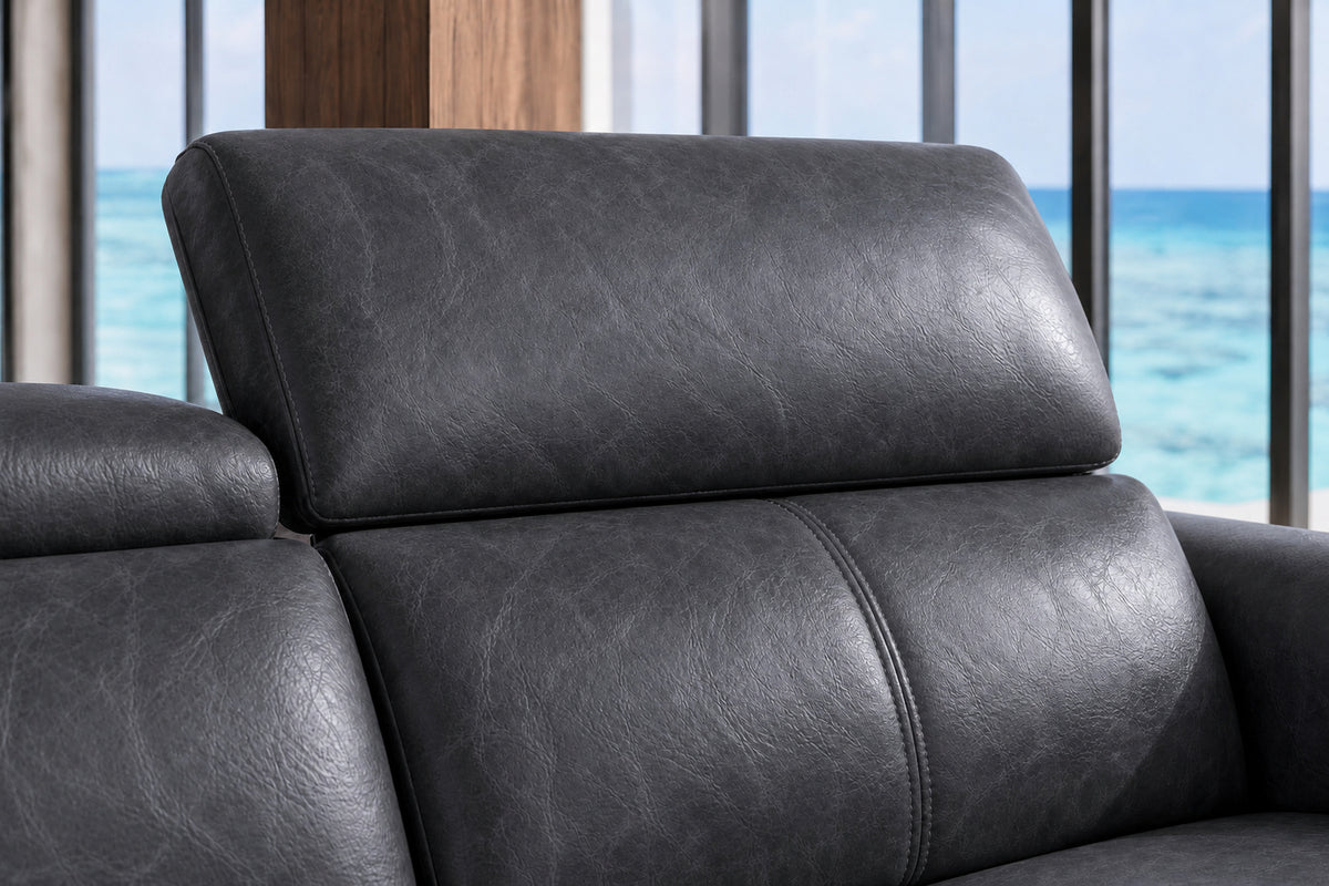 Andria Distressed Italian Aniline Leather Power Reclining Sectional Sofa