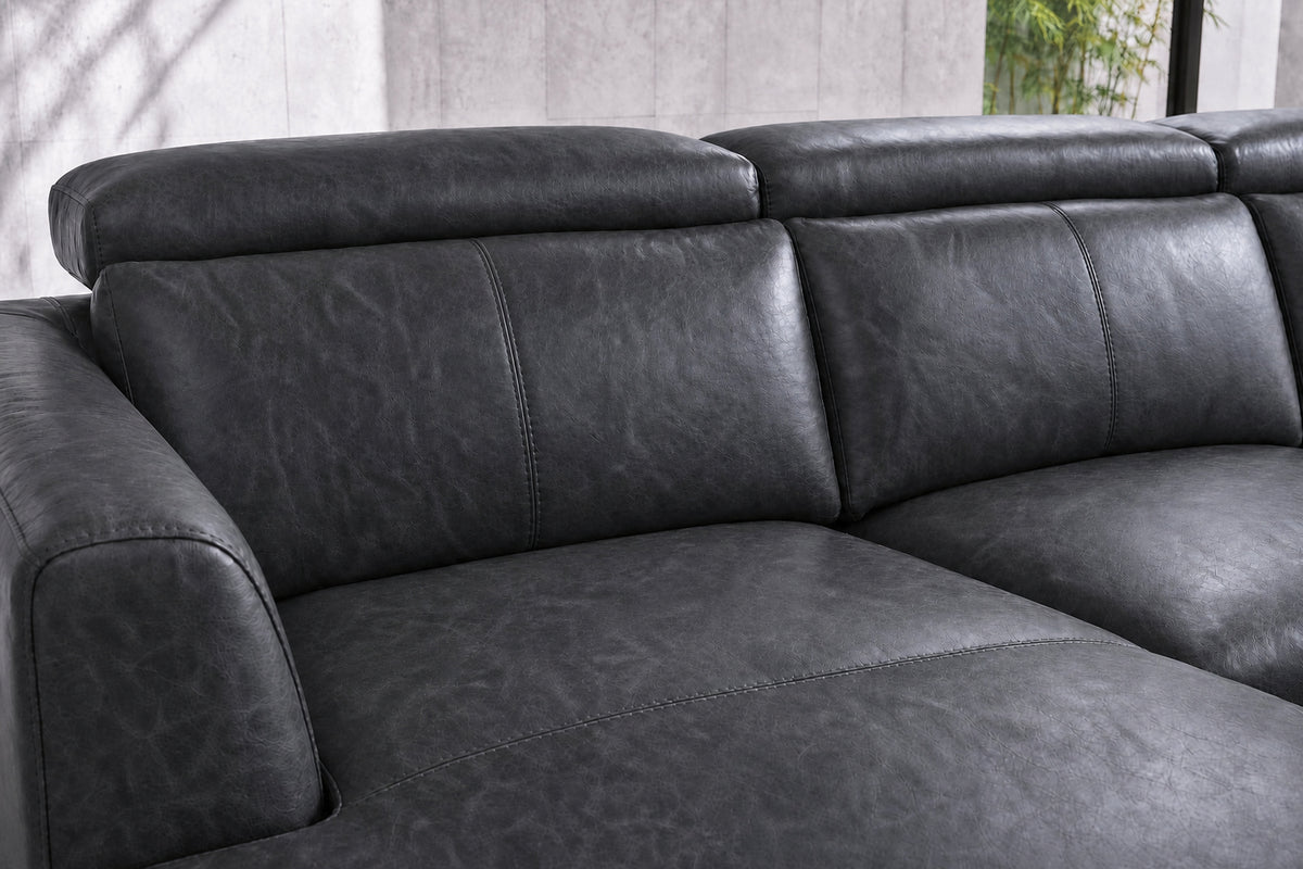 Andria Distressed Italian Aniline Leather Power Reclining Sectional Sofa