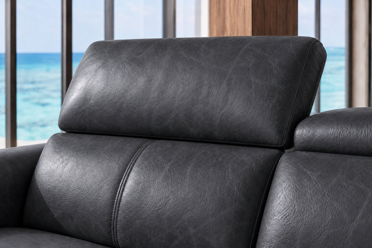 Andria Distressed Italian Aniline Leather Power Reclining Sectional Sofa