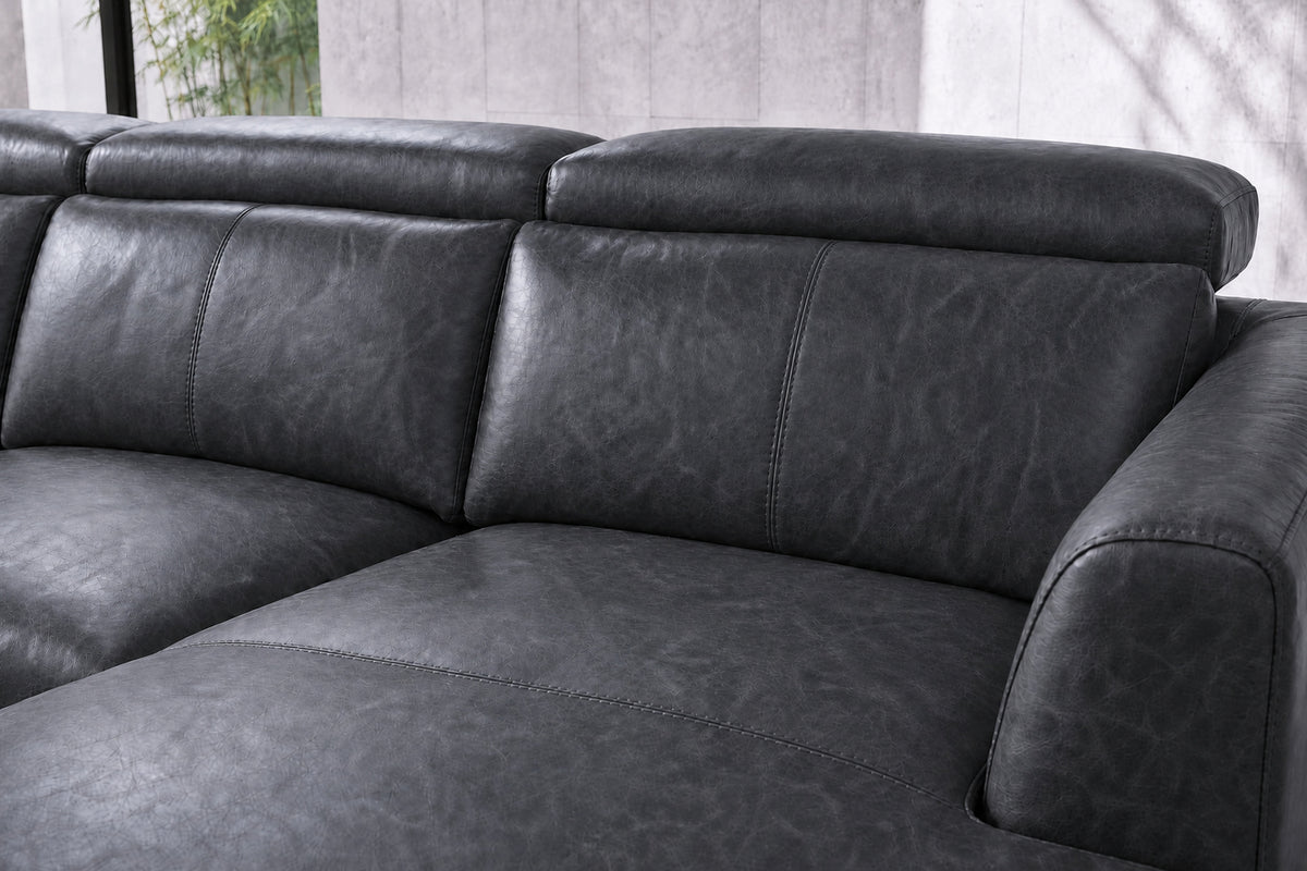 Andria Distressed Italian Aniline Leather Power Reclining Sectional Sofa