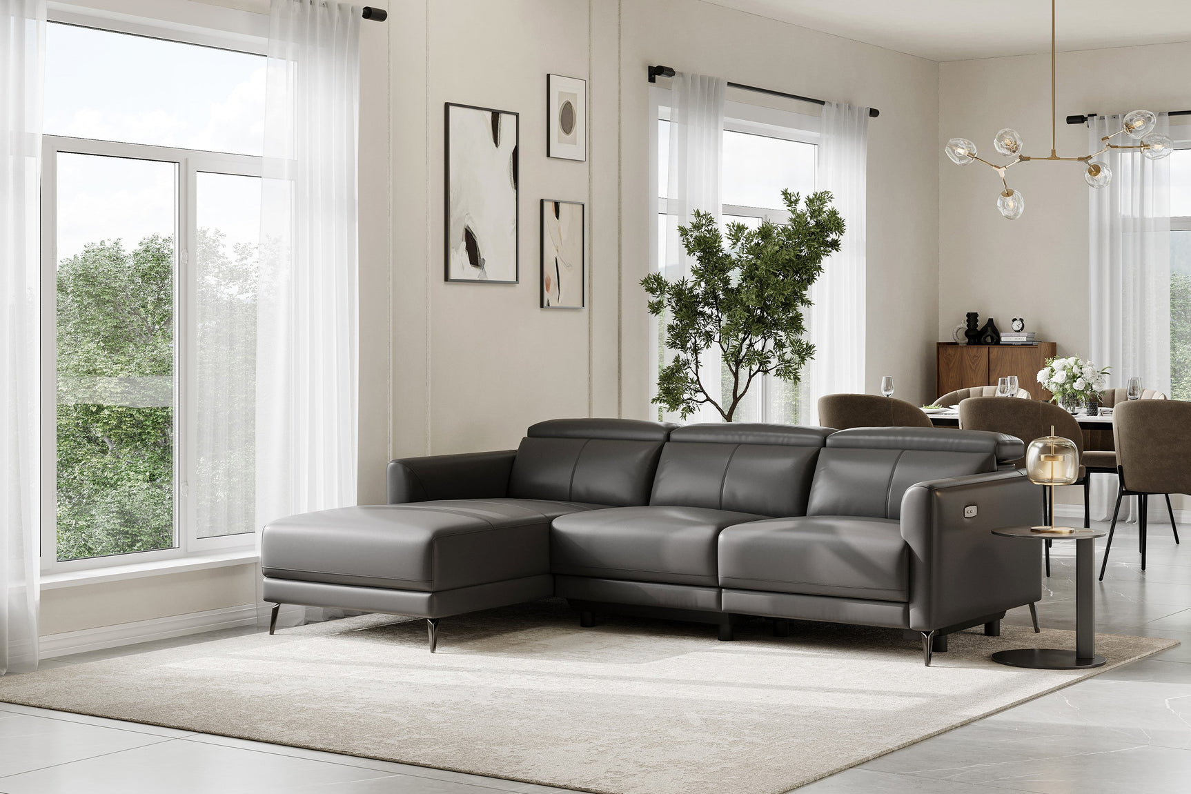 Andria Leather Reclining Sectional Sofa