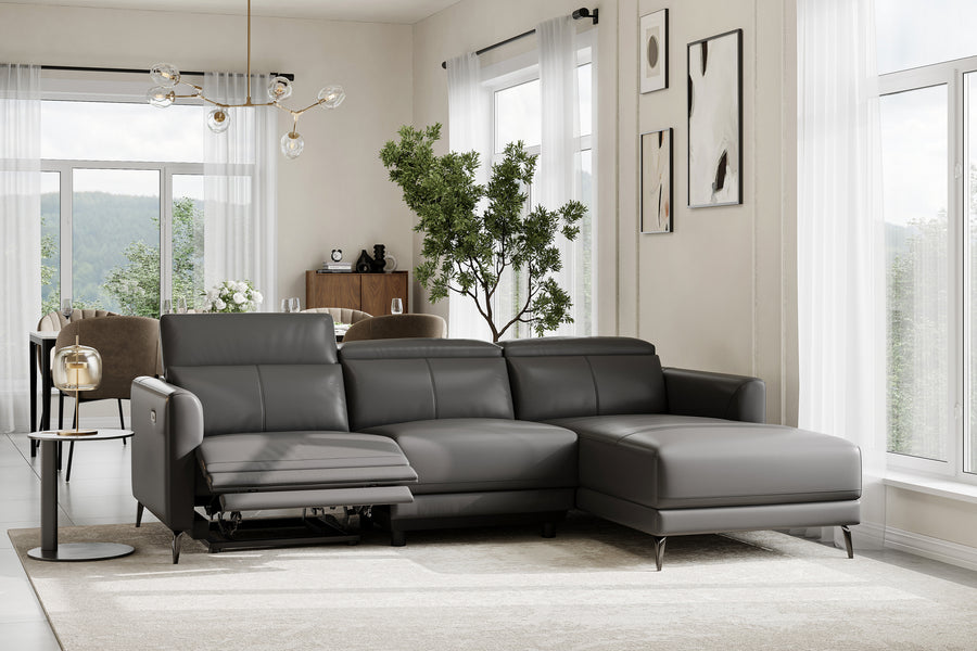 andria modern top grain leather power reclining sofa
