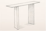 Pencil sketch of the Anghiari console table, three-quarter view from above