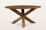 Apecchio round mango wood dining table in walnut and teak