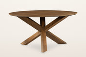 Apecchio round mango wood dining table in walnut and teak