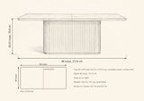 Aquileia dimensions: 84 in long, 40 in wide, 30.25 in high, with a plan of the top