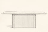 Pencil drawing of the Aquileia dining table traced from the front view
