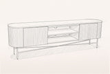 Pencil sketch of the Arpino media console, three-quarter view from above
