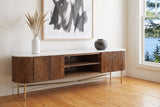 Arpino media console in walnut in a Muskoka lake cottage