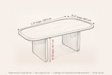 Arquata coffee table dimensions: 51 in long, 27 in deep, 18 in high
