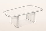 Pencil sketch of the Arquata coffee table, three-quarter view from above
