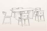 Pencil sketch of the Arquata 7-piece dining set, three-quarter view