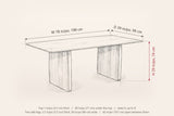 Arquata dining table dimensions: 78 in long, 39 in deep, 29 in high