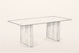 Pencil sketch of the Arquata dining table, three-quarter view