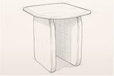 Pencil sketch of the Arquata side table, three-quarter view from above