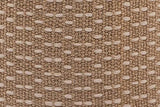 The Arvier weave up close: a coarse camel jute ground with short cream cotton dashes in vertical columns