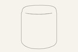 Line drawing of the Arvier round storage pouf, three-quarter view