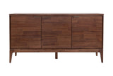 Ashby acacia sideboard in Natural Brown, front view with three doors