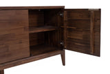 Close-up of an open Ashby sideboard door and fixed interior shelf