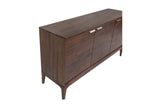 Ashby acacia sideboard corner detail with brass pulls and tapered leg
