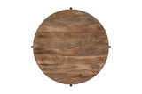 Ashford coffee table seen from above, showing the grain of the round mango wood top