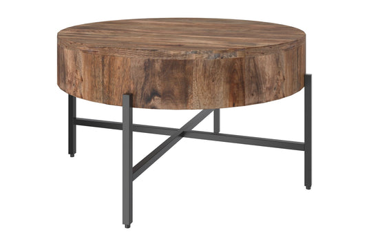 Ashford Mango Wood Round Coffee Table with Iron Base - Room to Gather Around