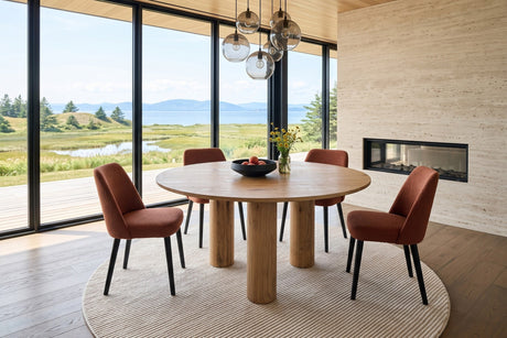 Atzara Round Column Leg Oak Dining Table