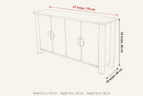 Atzara dimensions on a pencil sketch of the sideboard: 67 in wide, 18 in deep, 34 in high