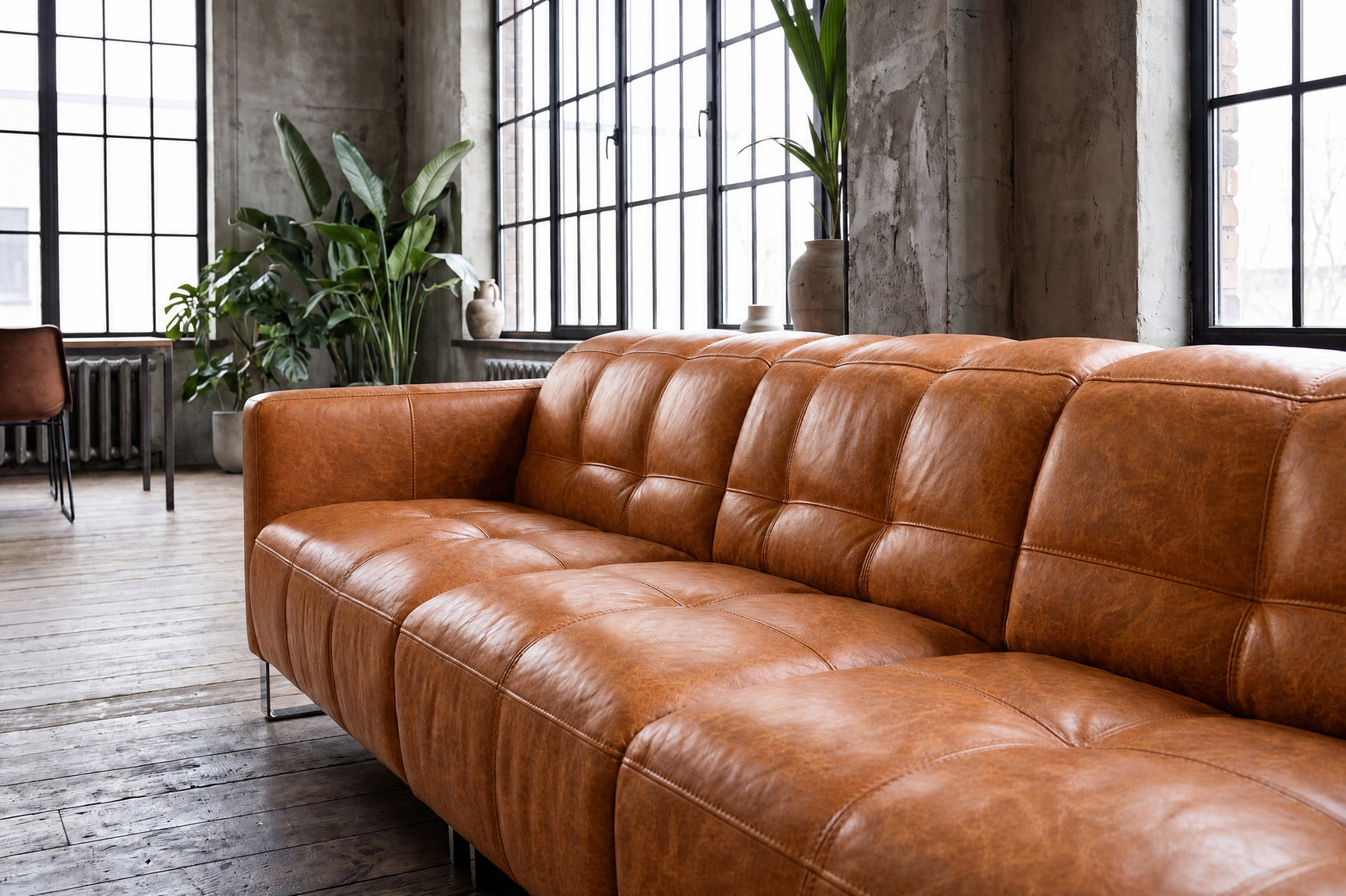 Sofia Distressed Italian Aniline Leather Dual Reclining Sofa