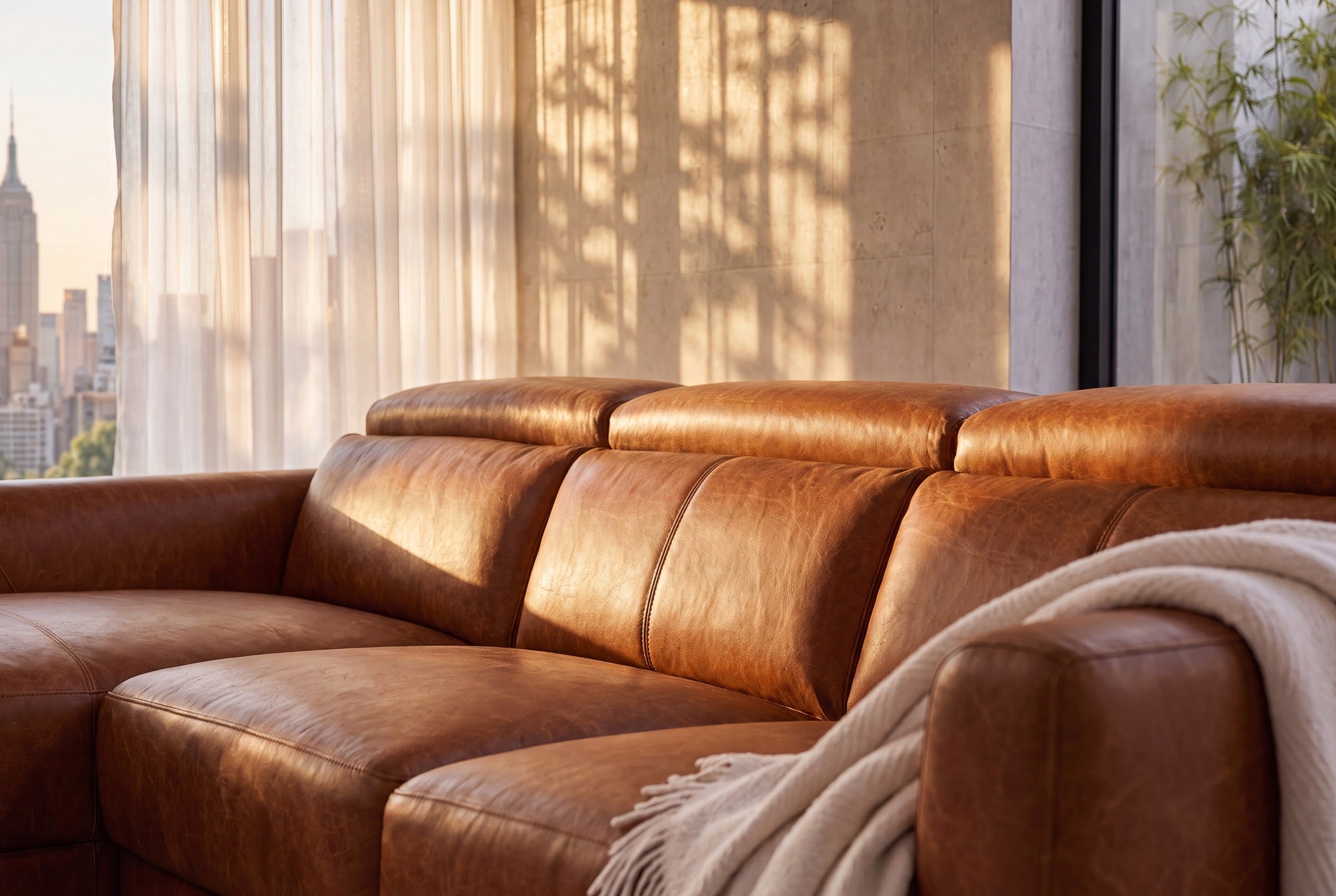 Detailed view of distressed leather showing natural character