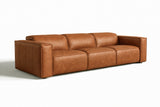 Emery Distressed Italian Aniline Leather Dual Recliner Sofa