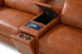 Elodie Distressed Italian Aniline Leather Dual Recliner Sofa with Console