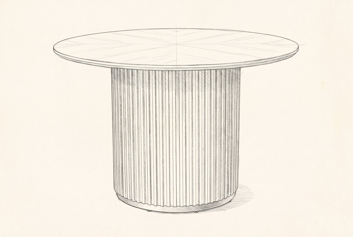 Pencil drawing of the Bardolino round table, side view