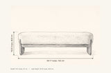 Bassano bench dimensions: 64.17 in long, 18.43 in high, 18.5 in deep