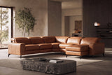 Esther Distressed Italian Aniline Leather Corner Recliner Sectional Sofa