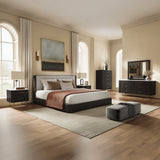 Laffery Luxury Chanel Detail Faux Marble Top Nightstand - Espresso