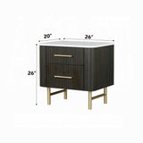 Laffery Luxury Chanel Detail Faux Marble Top Nightstand - Espresso