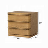 Yami 3 Drawer Wood Nightstand - Beige Oak