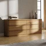 Yami 6 Drawer Wide Wooden Dresser - Beige Oak