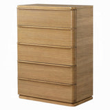 Yami 5 Drawer Tall Wooden Chest - Beige Oak