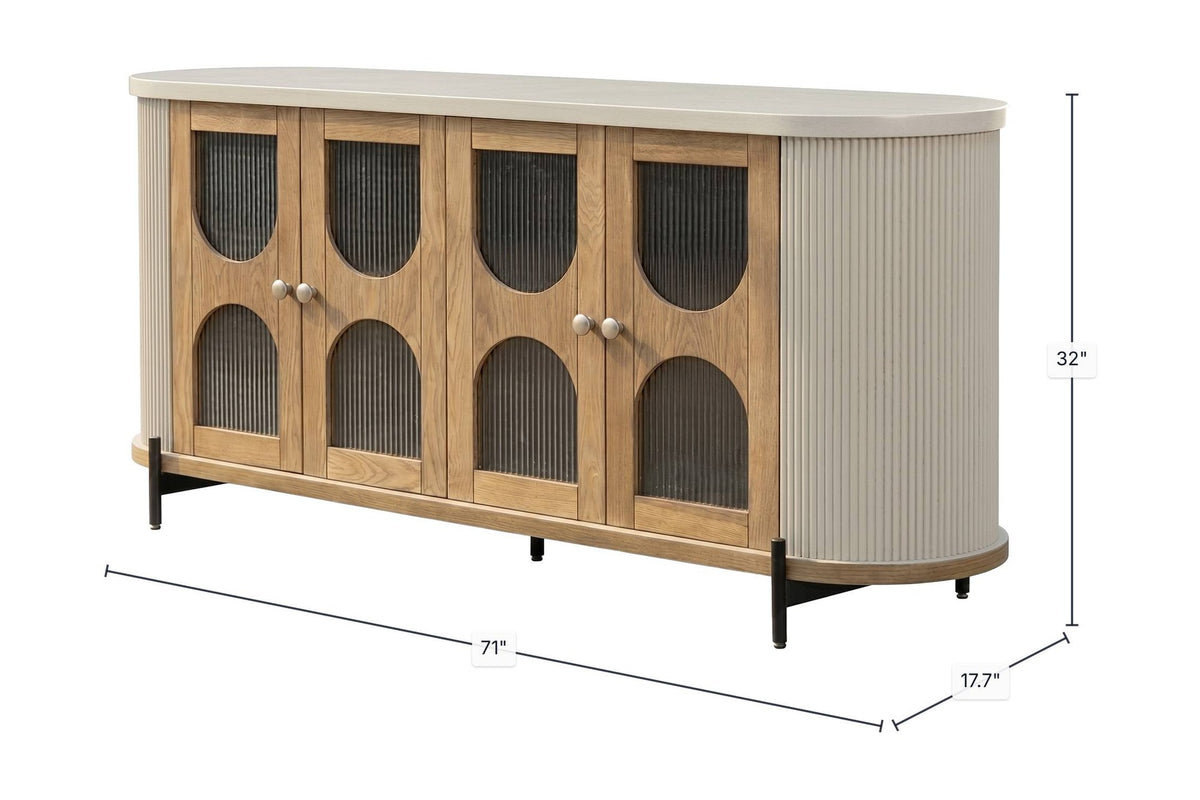 Bellamy sideboard dimensions: 71 in wide, 17.7 in deep, 32 in high