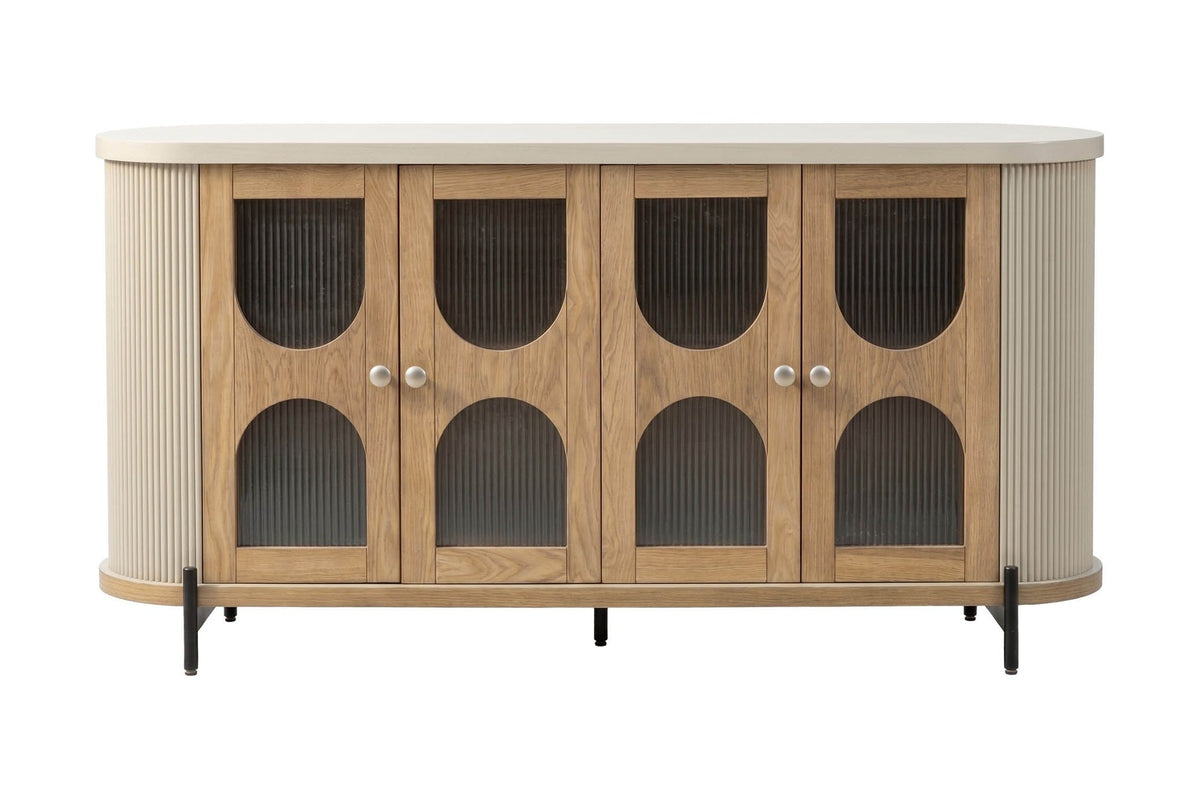 Bellamy oak and reeded glass sideboard, front view