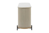 Bellamy sideboard side view showing the rounded fluted grey end