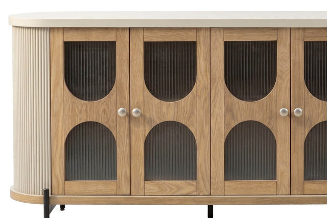 Bellamy Oak and Reeded Glass Sideboard - Arched Reeded Glass