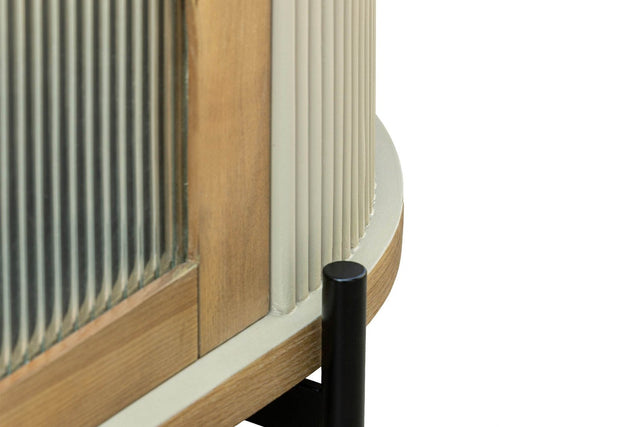 Bellamy Oak and Reeded Glass Sideboard - Fluted Rounded Ends