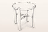 Pencil sketch of the Bettona side table, three-quarter view from above