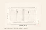 Bibbiena sideboard dimensions: 59.2 in wide, 36 in high, 18.2 in deep, 4.3 in clear under the bottom rail