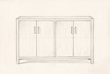 Pencil drawing of the Bibbiena sideboard traced from the front view