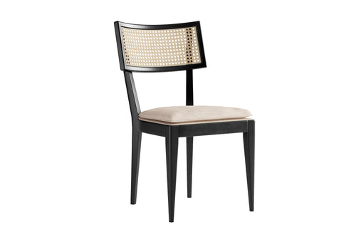 Valencia Harper Natural Oak Wood Black and Natural Cane Dining Chair, Black/Natural